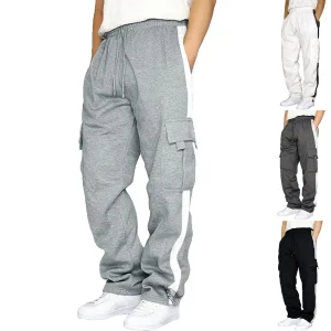 Cargo Pants Men's Sweatpants Autumn Patchwork Solid Color Casual Sports Loose Straight Pants Trousers for Men