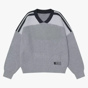 Men's Oversized Sweater Long Sleeve  Casual Knitted Pullover Sweater Crewneck Contrast Fine Knitted Sweaters