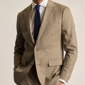 blazer Men Suit 97% Wool Khaki Elegant Stylish Crisp Fashion High Quality Single Button Suit for Men